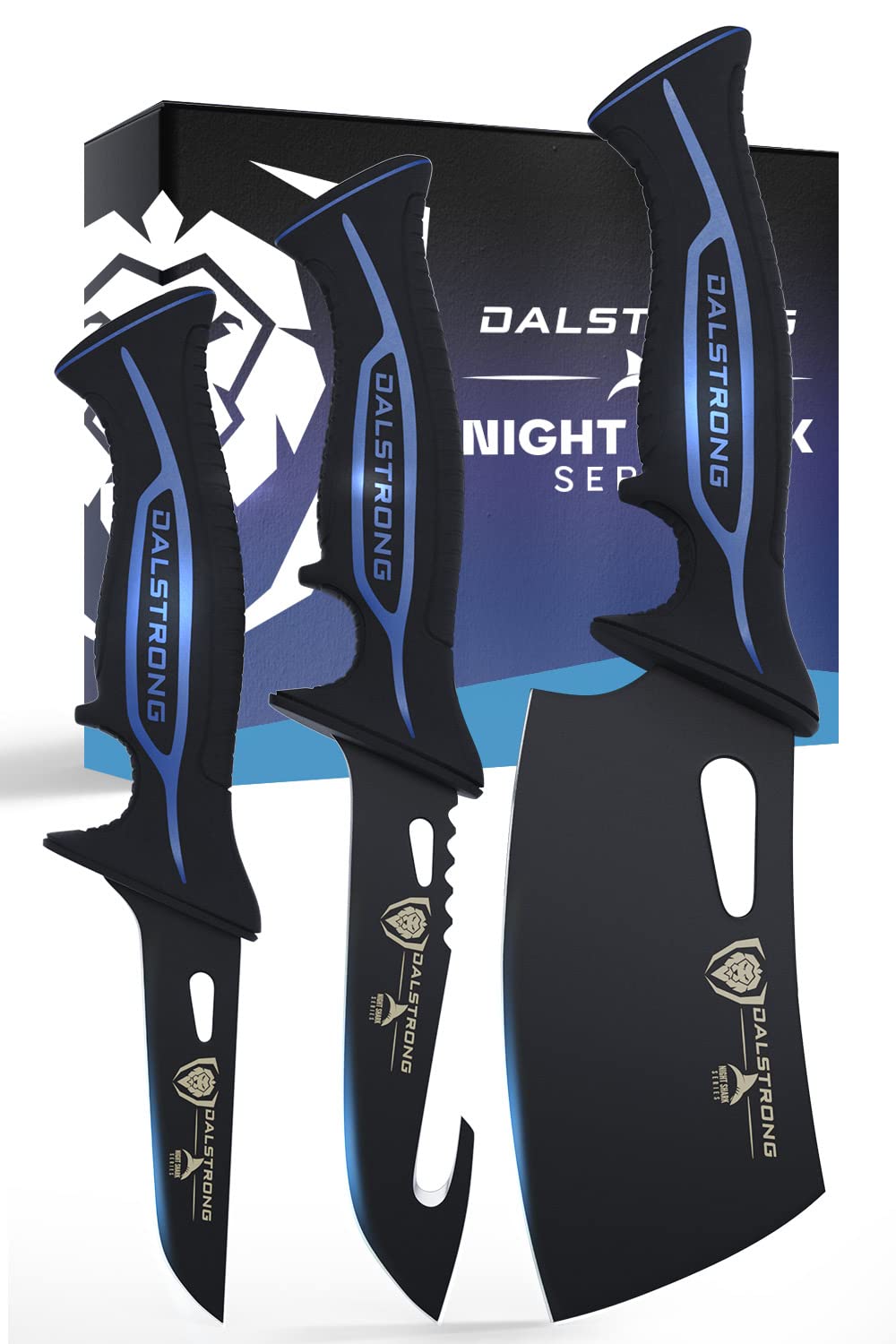 Dalstrong Chef Butcher Knife - 10”- Night Shark Series - 7CR17MOV High Carbon Steel Breaking Knife - Titanium Coated Blade - Outdoor & Fishing Butcher Cleaver -w/Sheath - NSF Certified