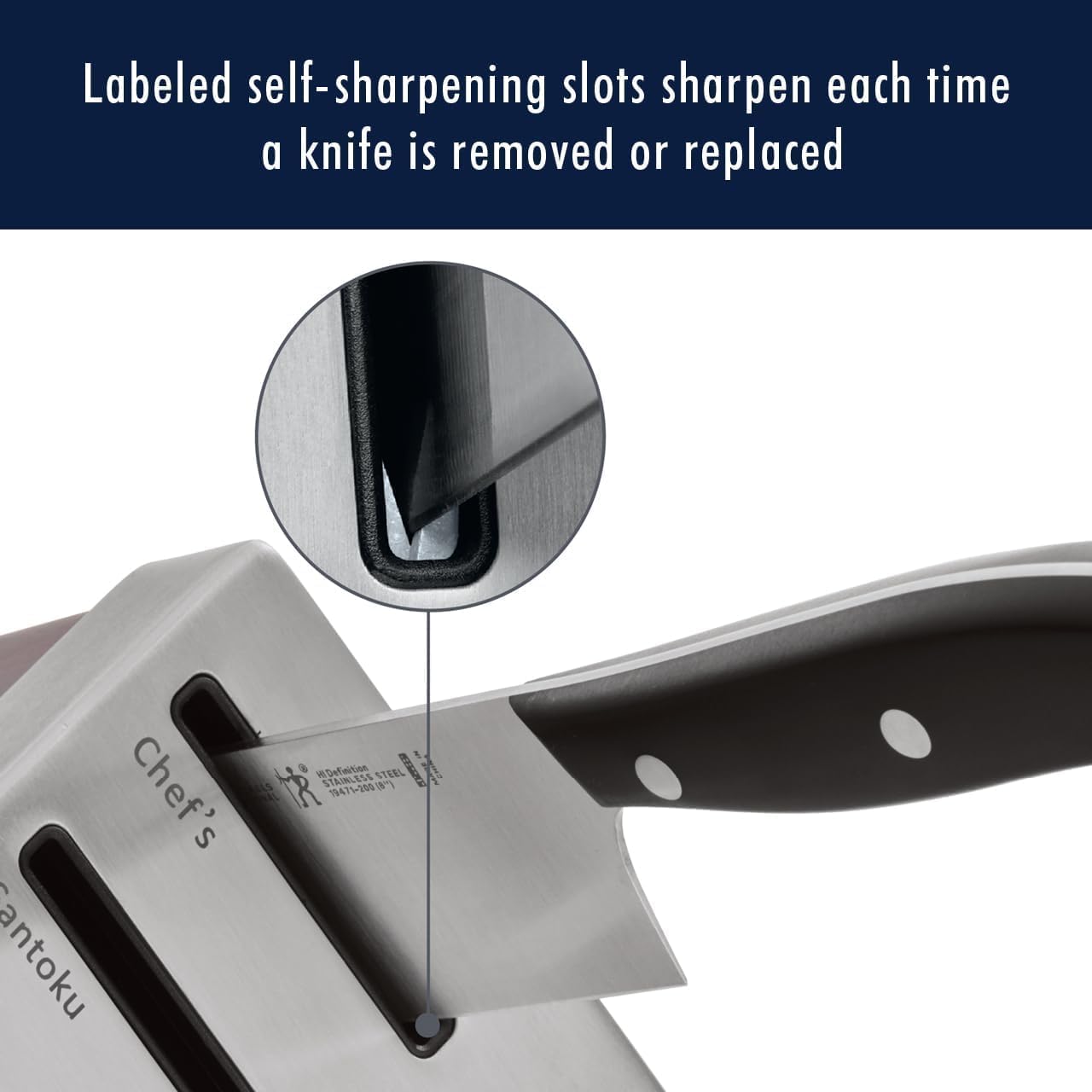 Henckels International Statement 14-pc Self-Sharpening Knife Block Set, 6 Steak Knives, Paring, Santoku, Bread, Chef’s Knife, & More, Natural Block Color