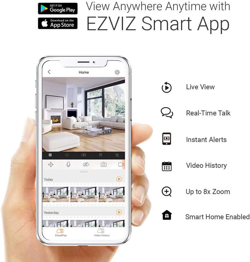 EZVIZ Floodlight Security Camera WiFi 1080P, Motion-Activated Enhanced with PIR&H265, Floodlight&Siren Alarm, Starlight Color Night Vision, Two-Way Audio, Weather Proof (LC1C)