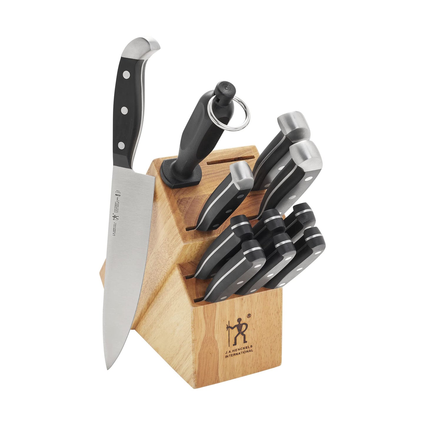 HENCKELS Premium Quality 15-Piece Knife Set with Block, Razor-Sharp, German Engineered Knife Informed by over 100 Years of Masterful Knife Making, Lightweight and Strong, Dishwasher Safe