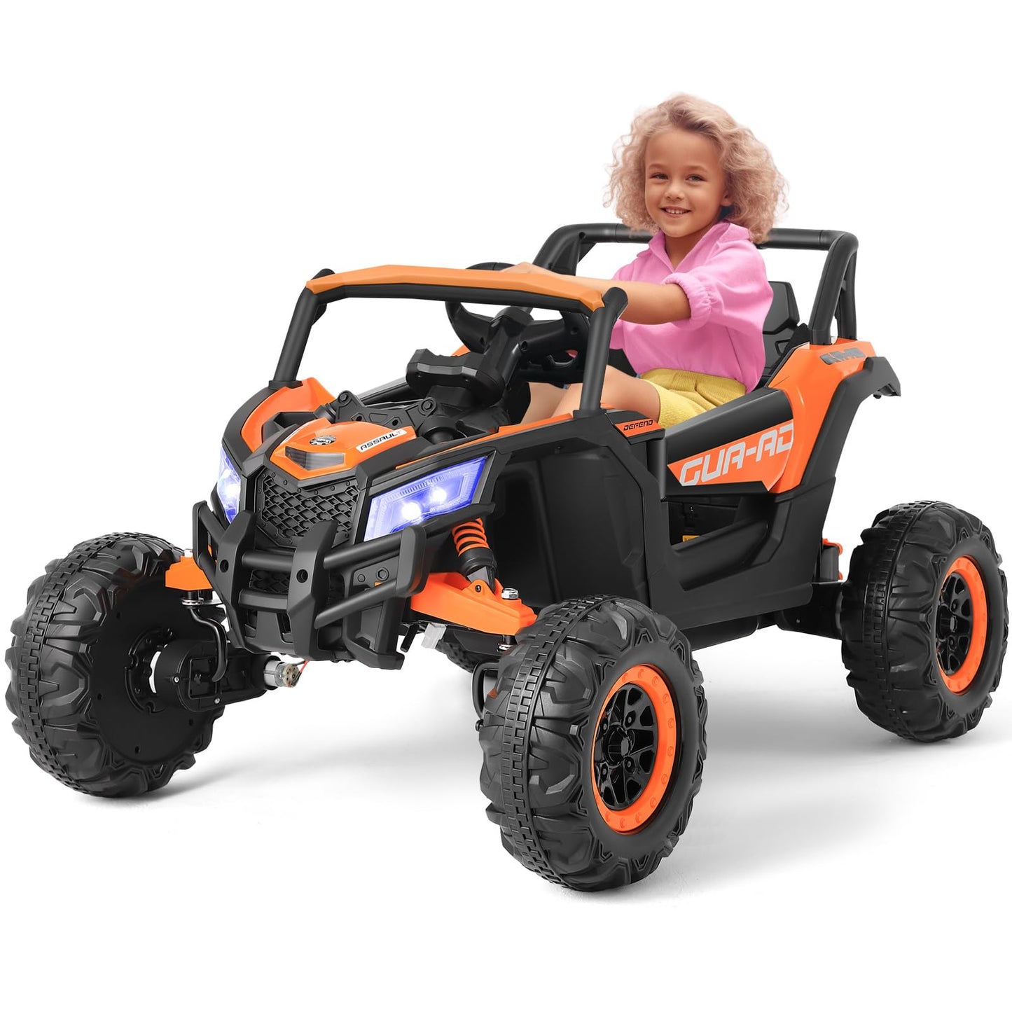 4WD Ride On Car, JOYLDIAS12V Battery Powered Electric Off-Road UTV for Kids, 4X4 Electric Vehicle with 4 Powerful Engines, 2.4G Remote Control, Music, Bluetooth, LED Lights for Boys and Girls, White