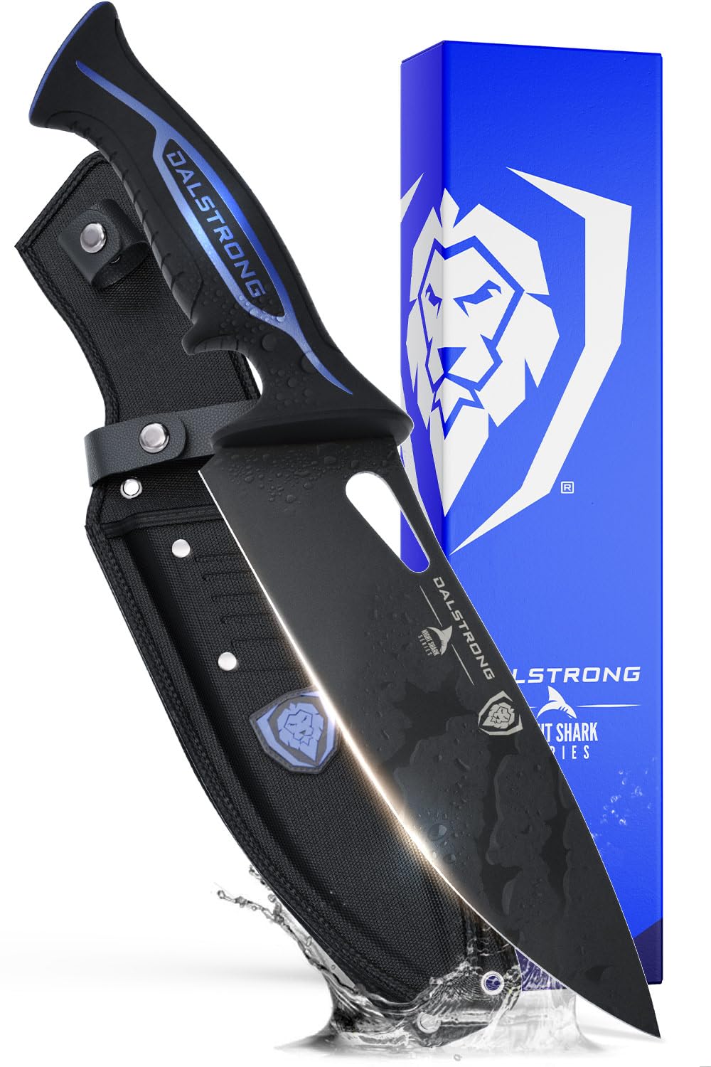 Dalstrong Chef Butcher Knife - 10”- Night Shark Series - 7CR17MOV High Carbon Steel Breaking Knife - Titanium Coated Blade - Outdoor & Fishing Butcher Cleaver -w/Sheath - NSF Certified