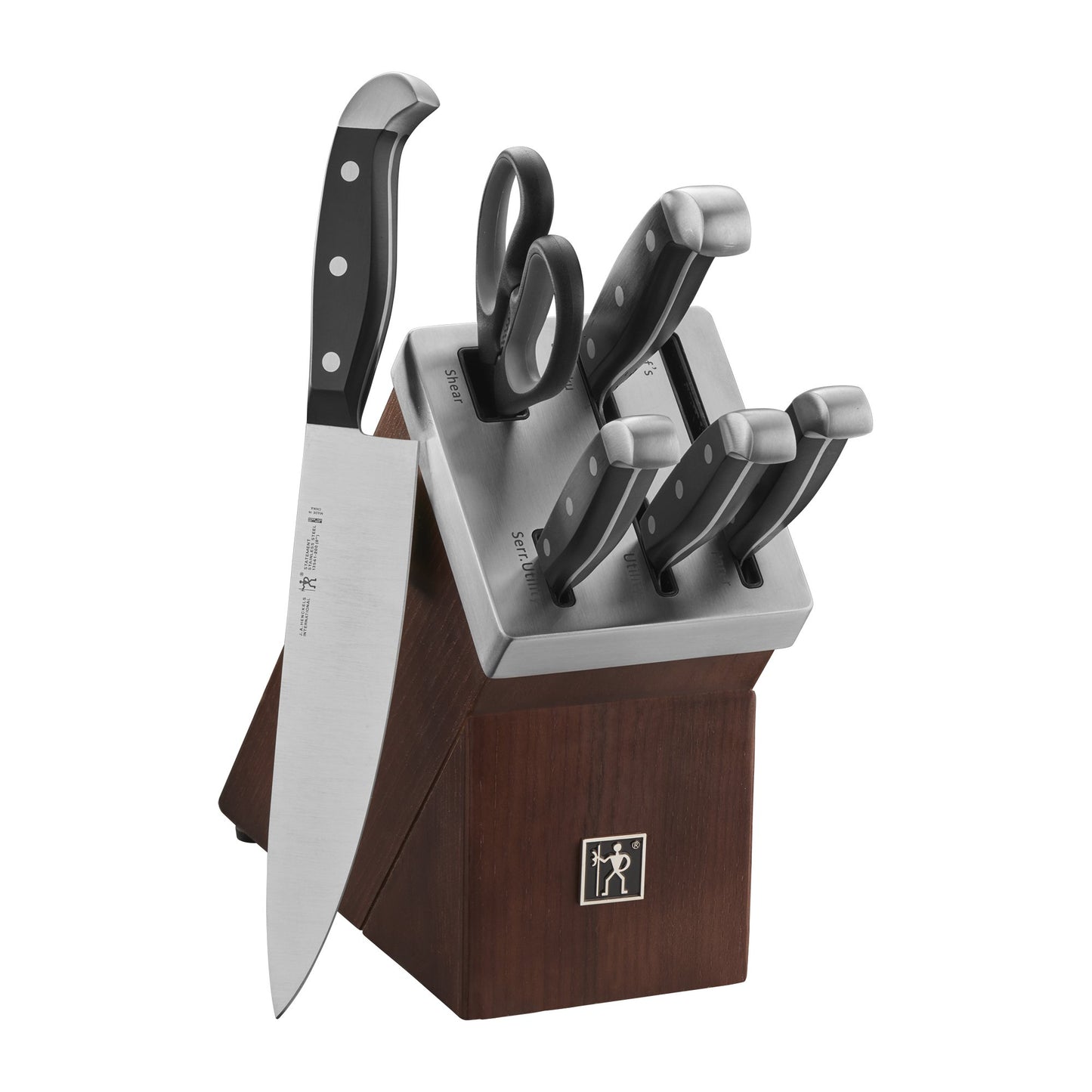 Henckels International Statement 14-pc Self-Sharpening Knife Block Set, 6 Steak Knives, Paring, Santoku, Bread, Chef’s Knife, & More, Natural Block Color