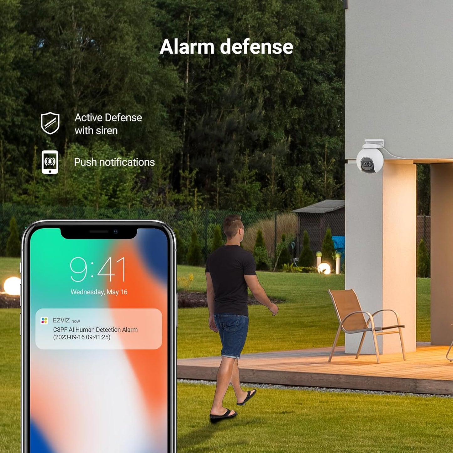 EZVIZ Security Camera Outdoor, 1080P Pan/Tilt/Zoom WiFi Camera, 8× Mixed Zoom and AI-Powered Person Detection Security Cam, IP65 Waterproof, Support MicroSD Card up to 512GB | C8PF