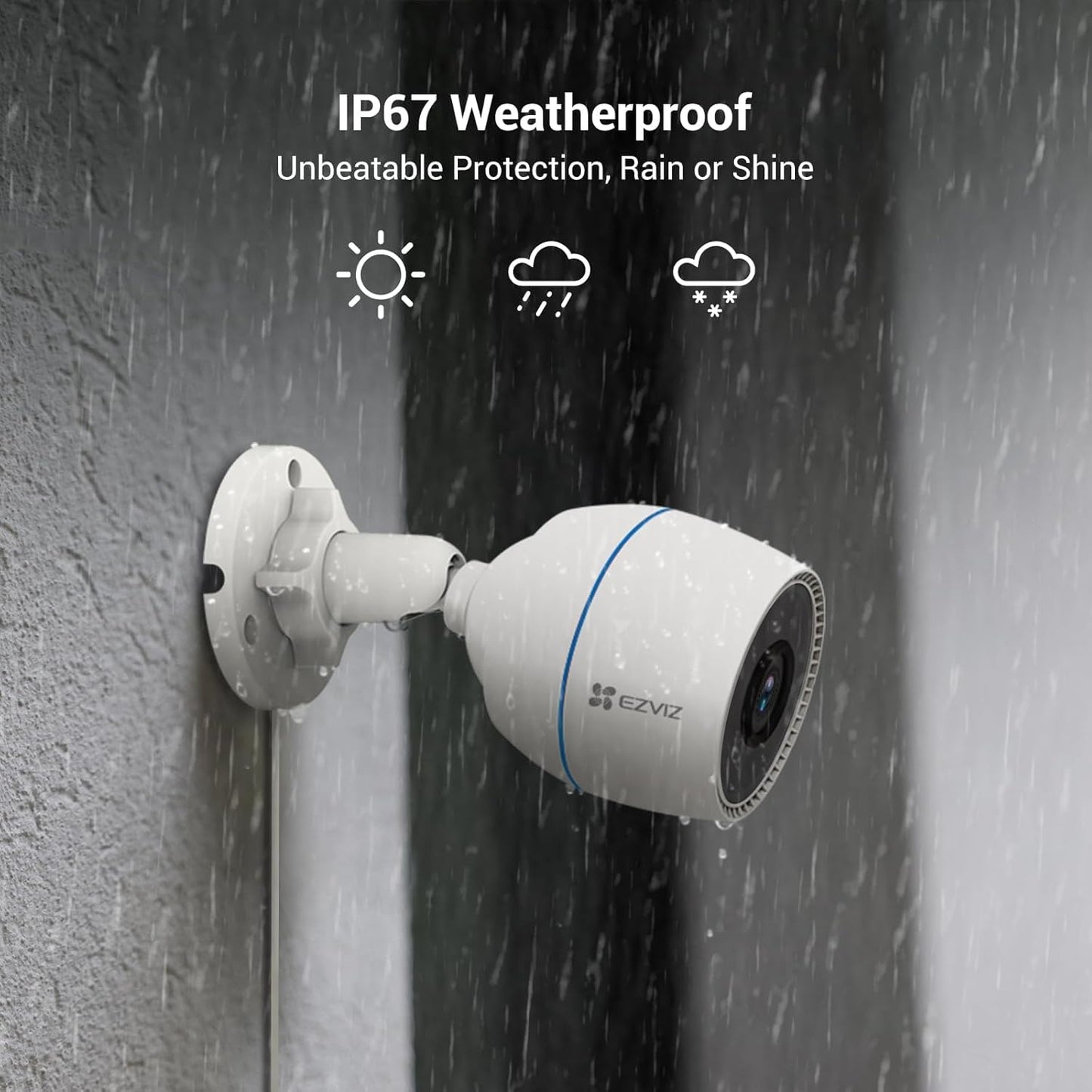 EZVIZ Color Night Vison, WiFi Security Camera Outdoor/Outside, Home Security Cameras, Surveillance Camera, No Subscription with IP67 Waterproof, Motion Detection, Audio Pick-Up, Alexa/Google, 512 SD