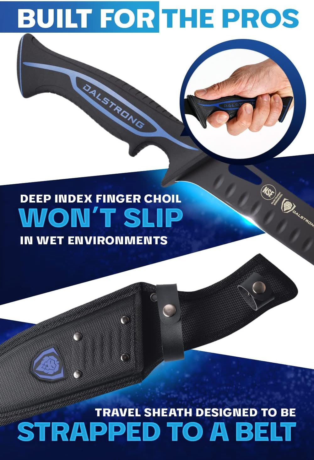 Dalstrong Chef Butcher Knife - 10”- Night Shark Series - 7CR17MOV High Carbon Steel Breaking Knife - Titanium Coated Blade - Outdoor & Fishing Butcher Cleaver -w/Sheath - NSF Certified