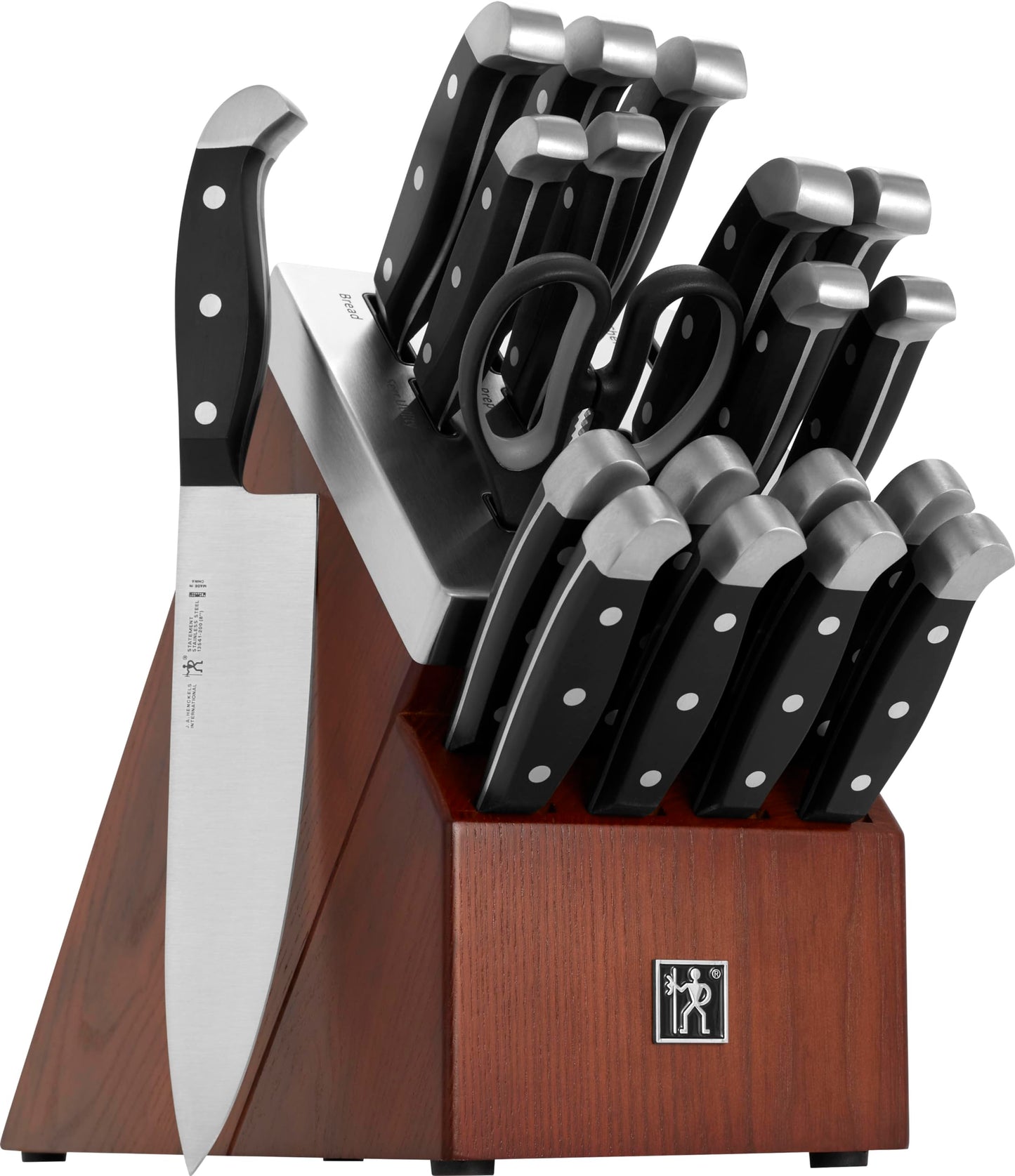 Henckels International Statement 14-pc Self-Sharpening Knife Block Set, 6 Steak Knives, Paring, Santoku, Bread, Chef’s Knife, & More, Natural Block Color