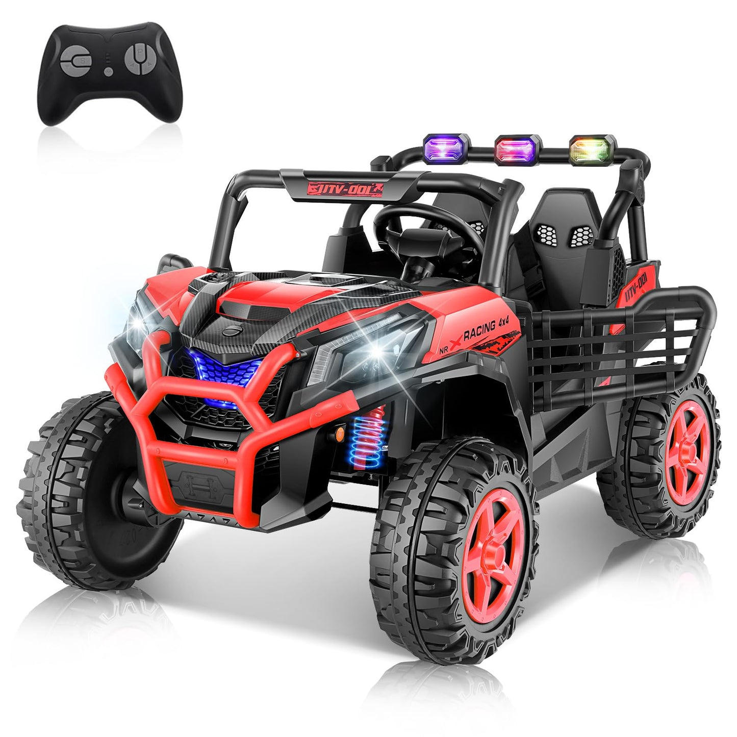 Hikole Battery Operated Ride on Toys for Toddlers, 24V Power Car Wheels, XL 2 Seater, 3 Speeds, 2/4WD Switchable, Multi-Terrain Driving, 20 Inch Large Seat, Marquee Taillights, Gift, Orange