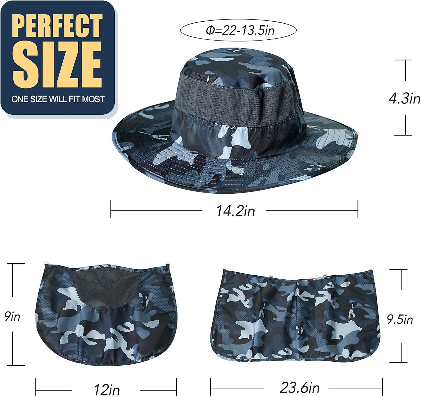 Fishing Hat,Sun Cap with UPF 50+ Sun Protection and Neck Flap,for Man and Women
