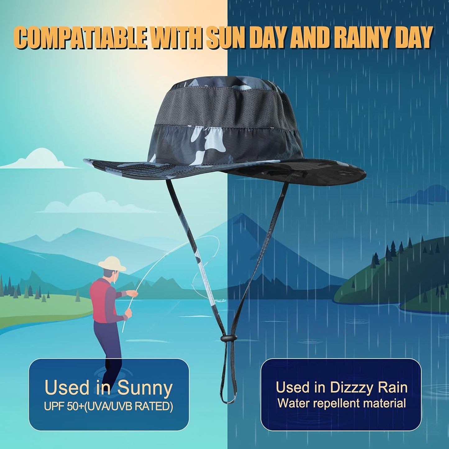 Fishing Hat,Sun Cap with UPF 50+ Sun Protection and Neck Flap,for Man and Women