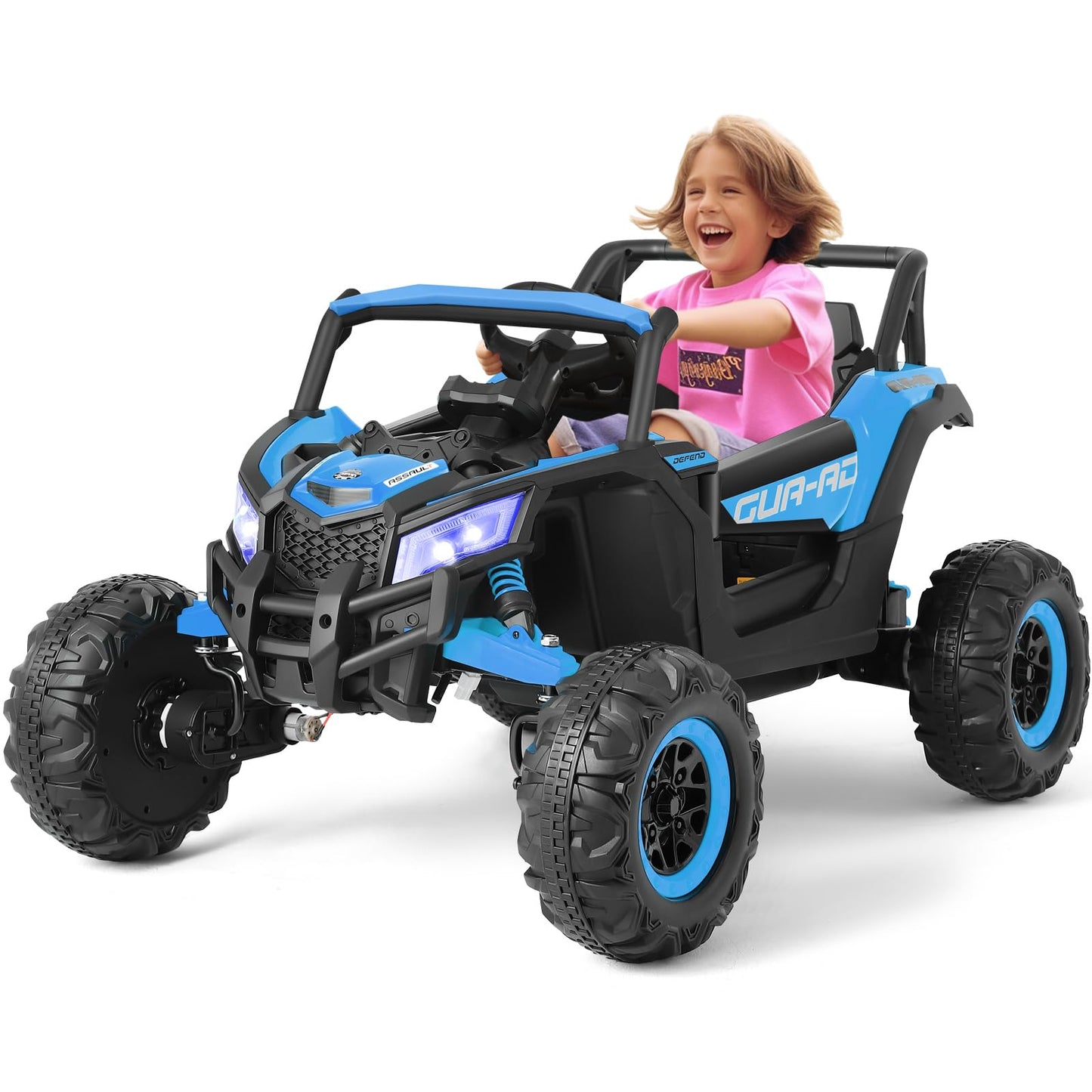 4WD Ride On Car, JOYLDIAS12V Battery Powered Electric Off-Road UTV for Kids, 4X4 Electric Vehicle with 4 Powerful Engines, 2.4G Remote Control, Music, Bluetooth, LED Lights for Boys and Girls, White