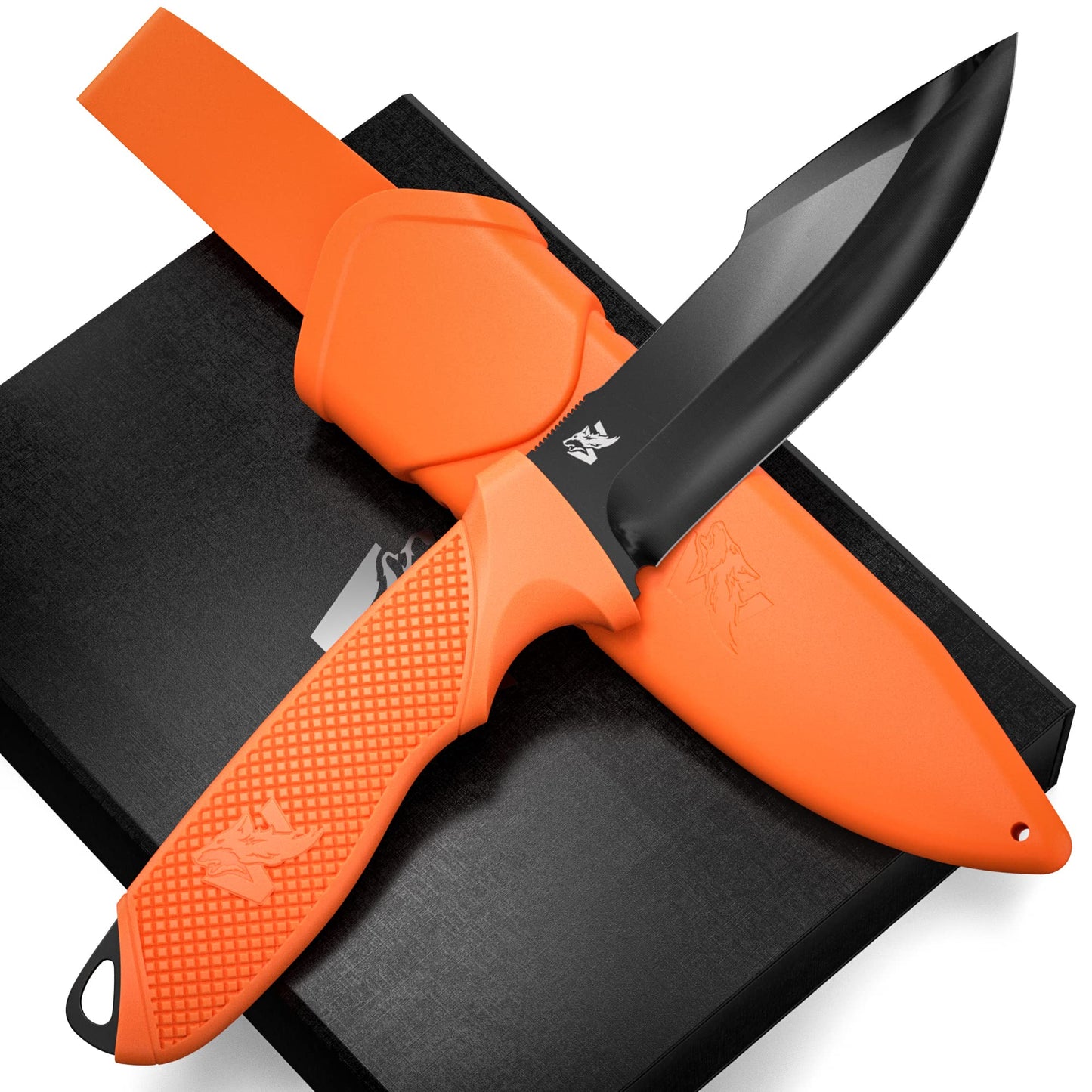 WOLF-III Full Tang Survival Knife with Fire Starter and Sheath - Stylish Tactical Fixed Blade - Made of D2 Steel - Bushcraft and Camping Knife - With Belt Loop, Plug Lock & Multi Lok