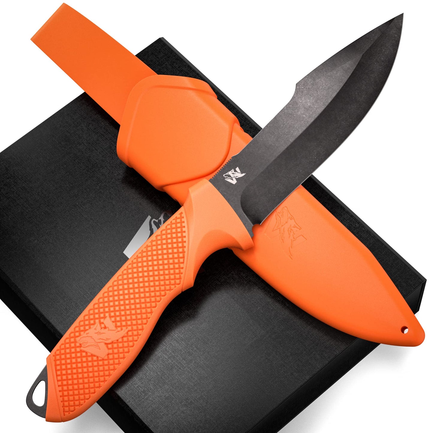 WOLF-III Full Tang Survival Knife with Fire Starter and Sheath - Stylish Tactical Fixed Blade - Made of D2 Steel - Bushcraft and Camping Knife - With Belt Loop, Plug Lock & Multi Lok
