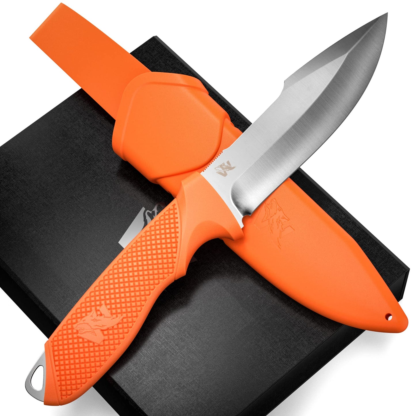 WOLF-III Full Tang Survival Knife with Fire Starter and Sheath - Stylish Tactical Fixed Blade - Made of D2 Steel - Bushcraft and Camping Knife - With Belt Loop, Plug Lock & Multi Lok