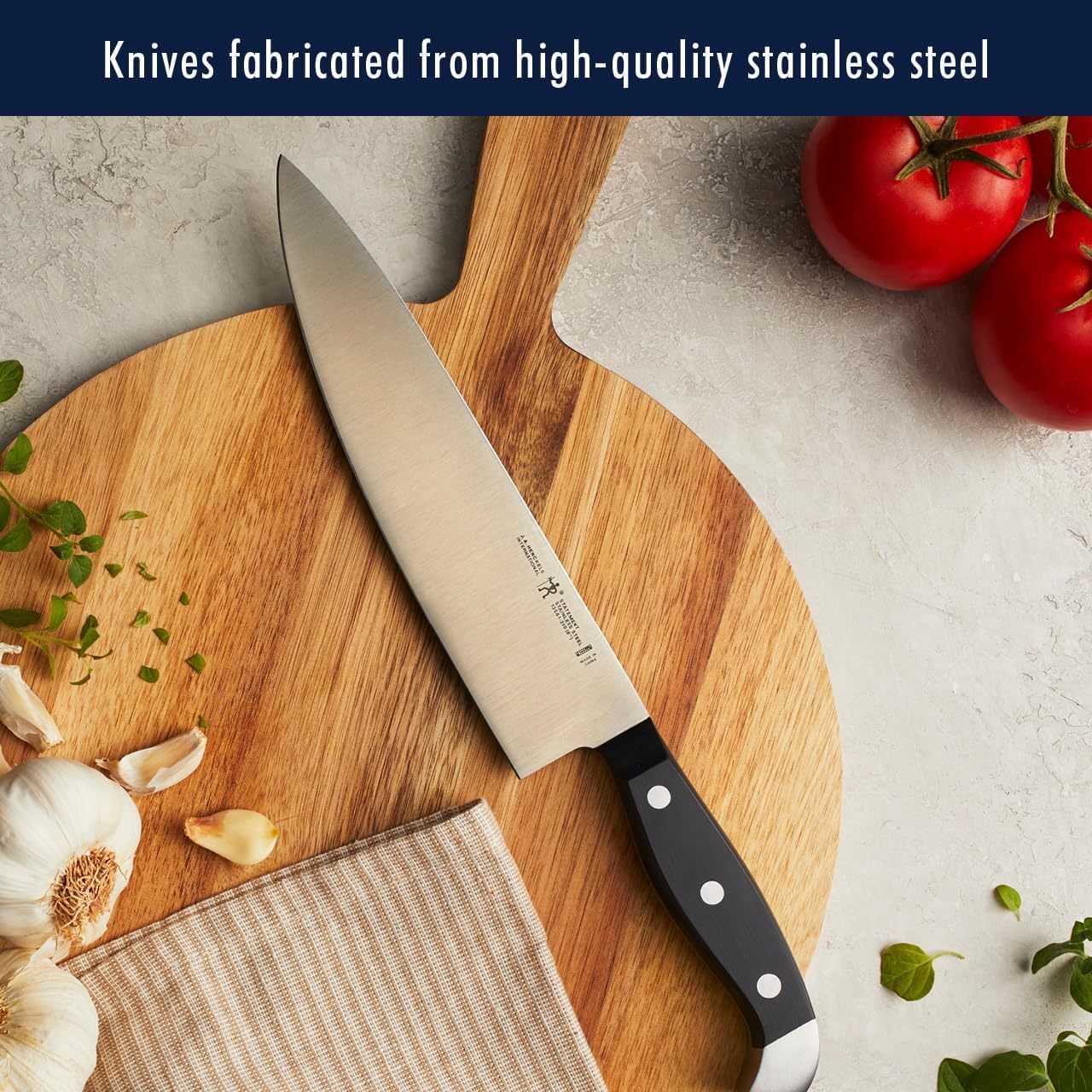 Henckels International Statement 14-pc Self-Sharpening Knife Block Set, 6 Steak Knives, Paring, Santoku, Bread, Chef’s Knife, & More, Natural Block Color