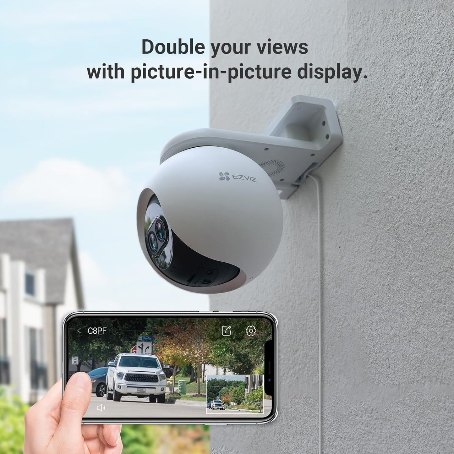EZVIZ Security Camera Outdoor, 1080P Pan/Tilt/Zoom WiFi Camera, 8× Mixed Zoom and AI-Powered Person Detection Security Cam, IP65 Waterproof, Support MicroSD Card up to 512GB | C8PF