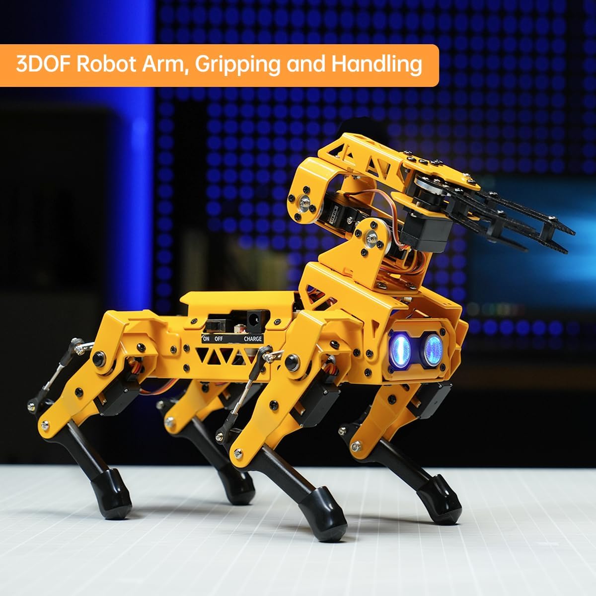 AI Vision & Voice Interaction Smart Robot Dog for Arduino Scratch Python with Robotic Arm Self-Balancing Target Recognize/Tracking Bionic Quadruped Programming STEM Education Robot Kit, MechDog Pro