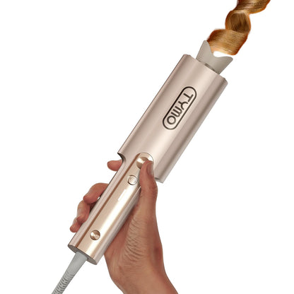 Upgraded Automatic Rotating Curling Iron - TYMO CurlPro Plus Long Barrel Curling Wand for Long Hair, Ceramic Hair Curler for Women, Anti-Scald, Tangle-Free, 600M Ionic, Dual Voltage,Gold Blush, 1 Inch