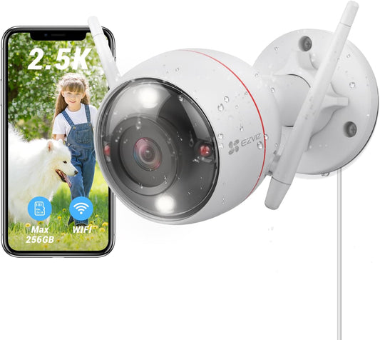 EZVIZ Security Camera Outdoor, 2k+ WiFi Camera, IP67 Waterproof, Color Night Vision, Customizable Voice Alerts，AI Person Detection, 2-Way Talk, H.265 Video Compression, 2.8mm Lens | C3W Pro 4MP