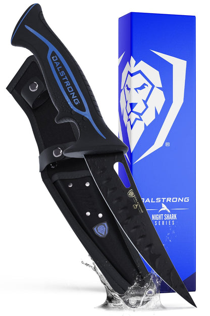 Dalstrong Chef Butcher Knife - 10”- Night Shark Series - 7CR17MOV High Carbon Steel Breaking Knife - Titanium Coated Blade - Outdoor & Fishing Butcher Cleaver -w/Sheath - NSF Certified