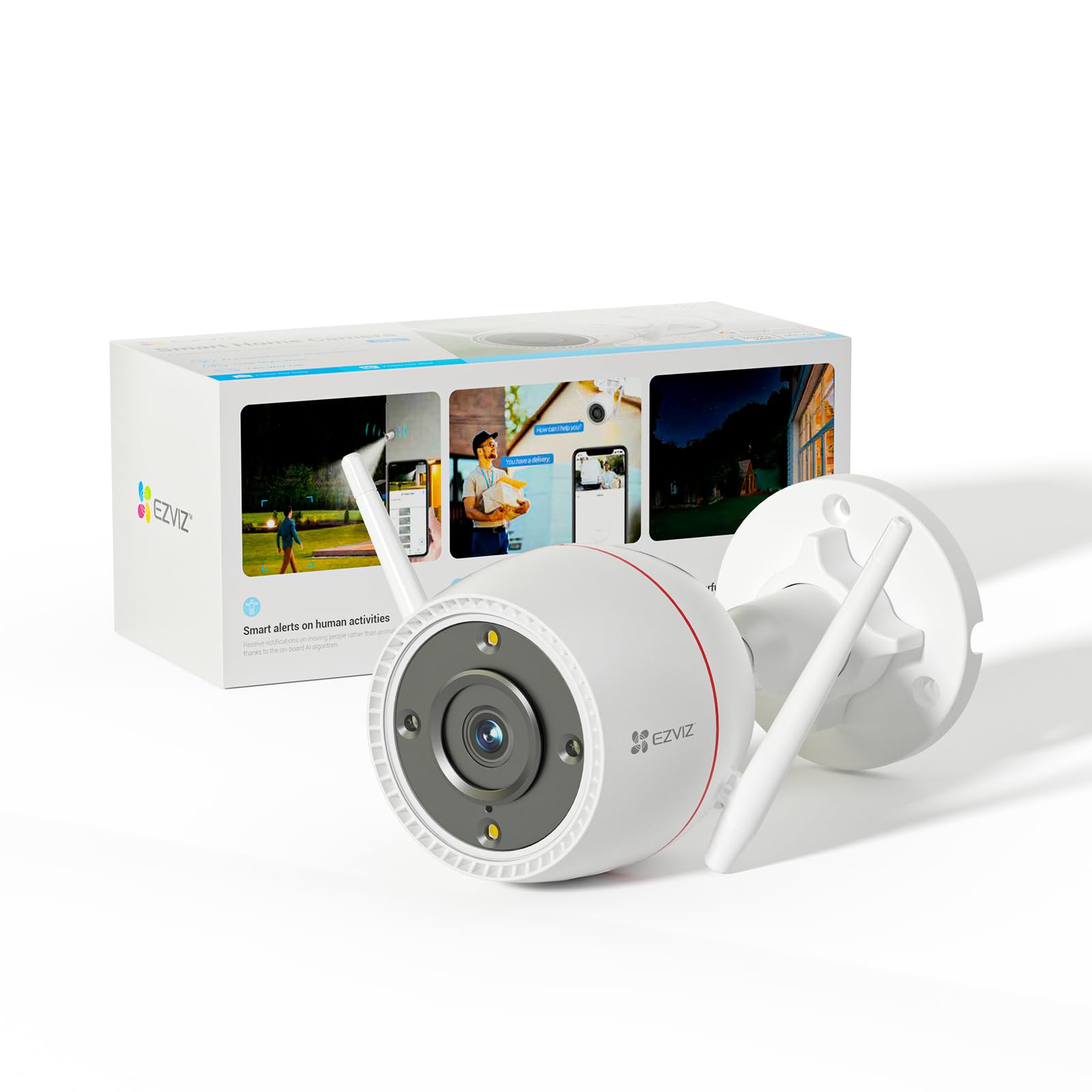 EZVIZ Color Night Vison, WiFi Security Camera Outdoor/Outside, Home Security Cameras, Surveillance Camera, No Subscription with IP67 Waterproof, Motion Detection, Audio Pick-Up, Alexa/Google, 512 SD