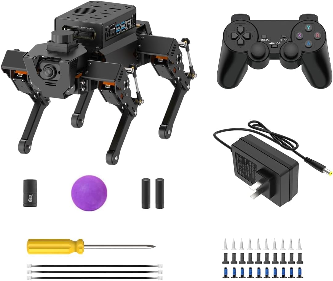 HIWONDER ROSPug Quadruped Bionic Robot Dog with AI Vision Powered by Jetson Nano ROS Open Source Python Programming SLAM Mapping and Navigation for Adults