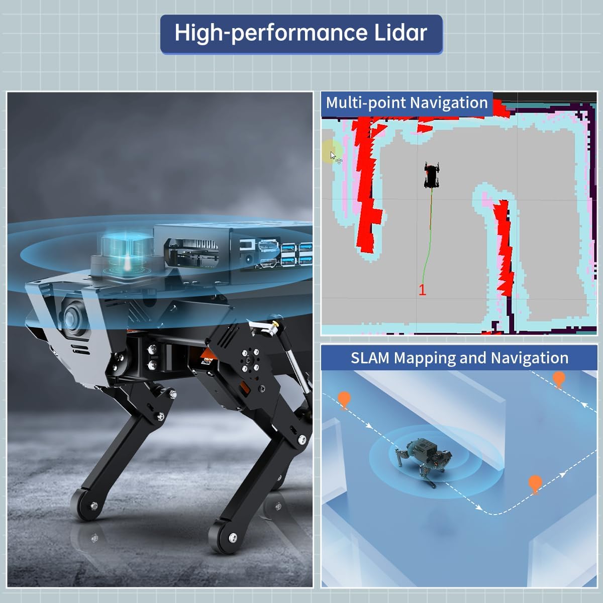 HIWONDER ROSPug Quadruped Bionic Robot Dog with AI Vision Powered by Jetson Nano ROS Open Source Python Programming SLAM Mapping and Navigation for Adults