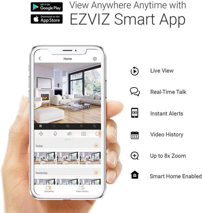 EZVIZ Floodlight Security Camera WiFi 1080P, Motion-Activated Enhanced with PIR&H265, Floodlight&Siren Alarm, Starlight Color Night Vision, Two-Way Audio, Weather Proof (LC1C)
