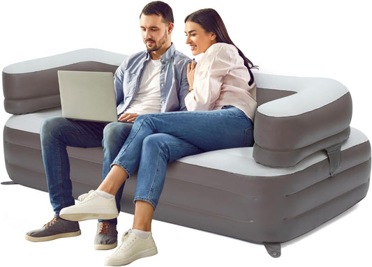 Camping Inflatable Double Couch Chair - Double Blow Up Couch Lounger for Home Living Room - Indoor Air Sofa Mattress for Adults(No Pump Included)