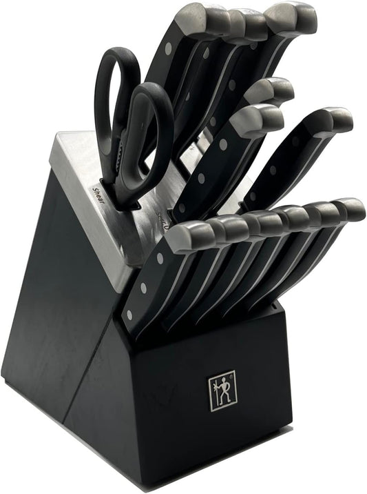 Henckels International Statement 14-pc Self-Sharpening Knife Block Set | 6 Steak Knives, Paring Knife, Santoku Knife, Bread Knife, Chef’s Knife, & More…