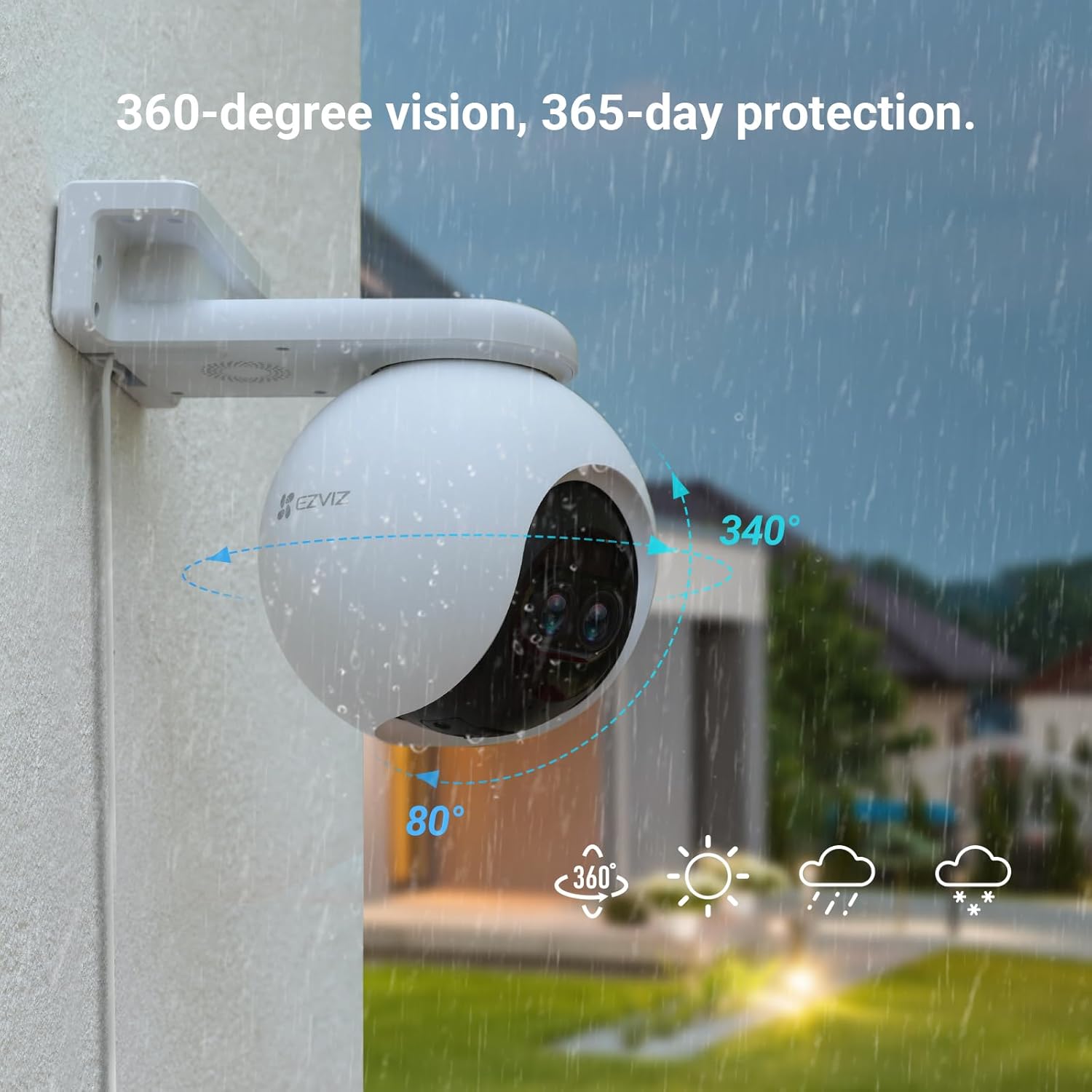 EZVIZ Security Camera Outdoor, 1080P Pan/Tilt/Zoom WiFi Camera, 8× Mixed Zoom and AI-Powered Person Detection Security Cam, IP65 Waterproof, Support MicroSD Card up to 512GB | C8PF