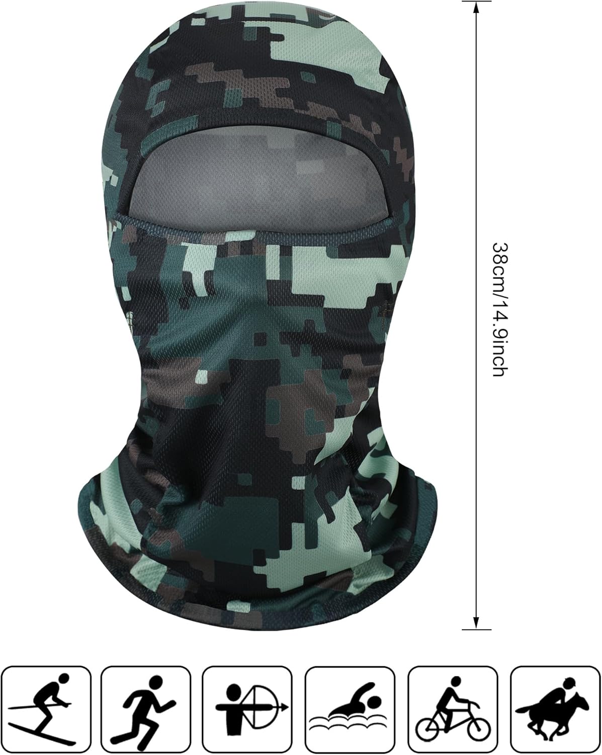 Blulu 3 Pieces Camo Balaclava Ski Mask Camo Face Mask Sun Dust Protection Full Face Cover Hunting Balaclava for Outdoor