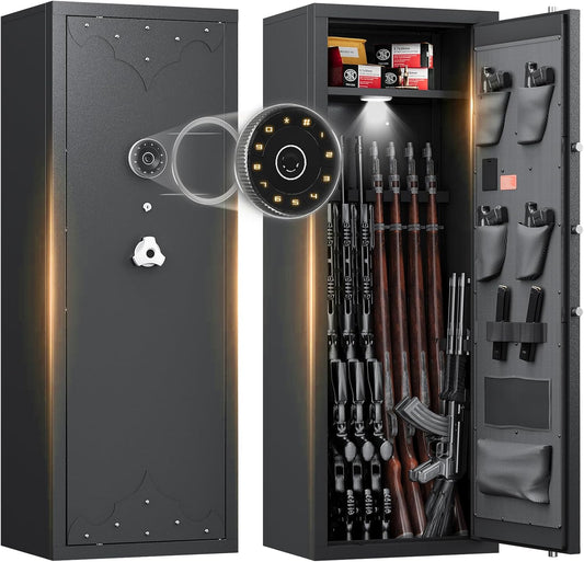 KAER 10-15 Gun Safe, Large Gun Safe for Home Rifle and Pistol, Gun Cabinet, Rifle Safe, Quick Access Gun Safe, Unassembled Gun Cabinet with Gun Racks