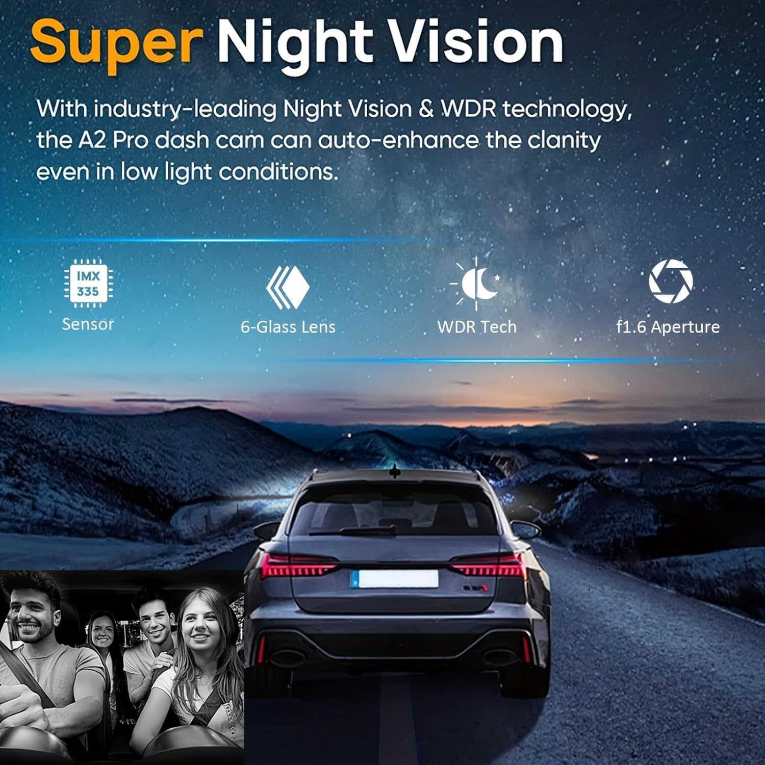 Dash Camera Front and Inside, 3.16inch Dash Cam 1080P, G Sensor HD Night Vision Loop Recording Wide Angle Car DVR (Dash cam Front&Inside)