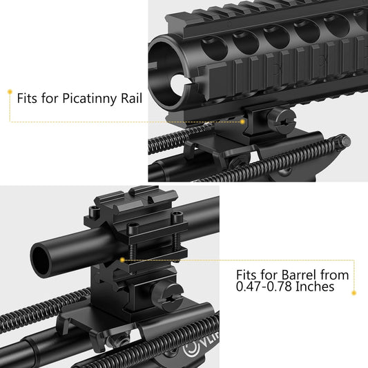 CVLIFE Tactical Bipod 6 to 9 inches Rifle Bipod with Barrel Clamp Adapter & Picatinny Rail Mount for Hunting and Shooting