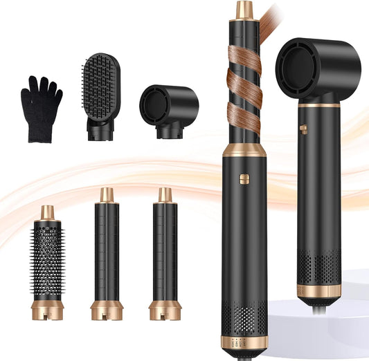 Blow Dryer Brush 5 in 1, Negative Ion Hair Dryer Brush Set Upgrade Hot Air Brush Air Styler Curling Wrap Air Curler, Curling Iron Hair Styling Tools As A Gift for Straight/Curl/Drying/Smoothing