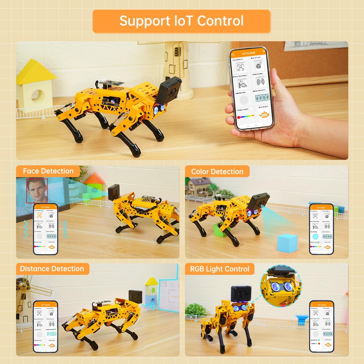 AI Vision & Voice Interaction Smart Robot Dog for Arduino Scratch Python with Robotic Arm Self-Balancing Target Recognize/Tracking Bionic Quadruped Programming STEM Education Robot Kit, MechDog Pro