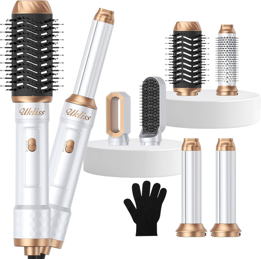 6 in 1 Hair Dryer Brush，Blow Dryer Brush Ionic Hair Dryer，Multi Hair Styler for Fast Drying Styling Curling Straightening Volumizing，Hair Curler Hair Straightener Styler Autowrap Air Styler