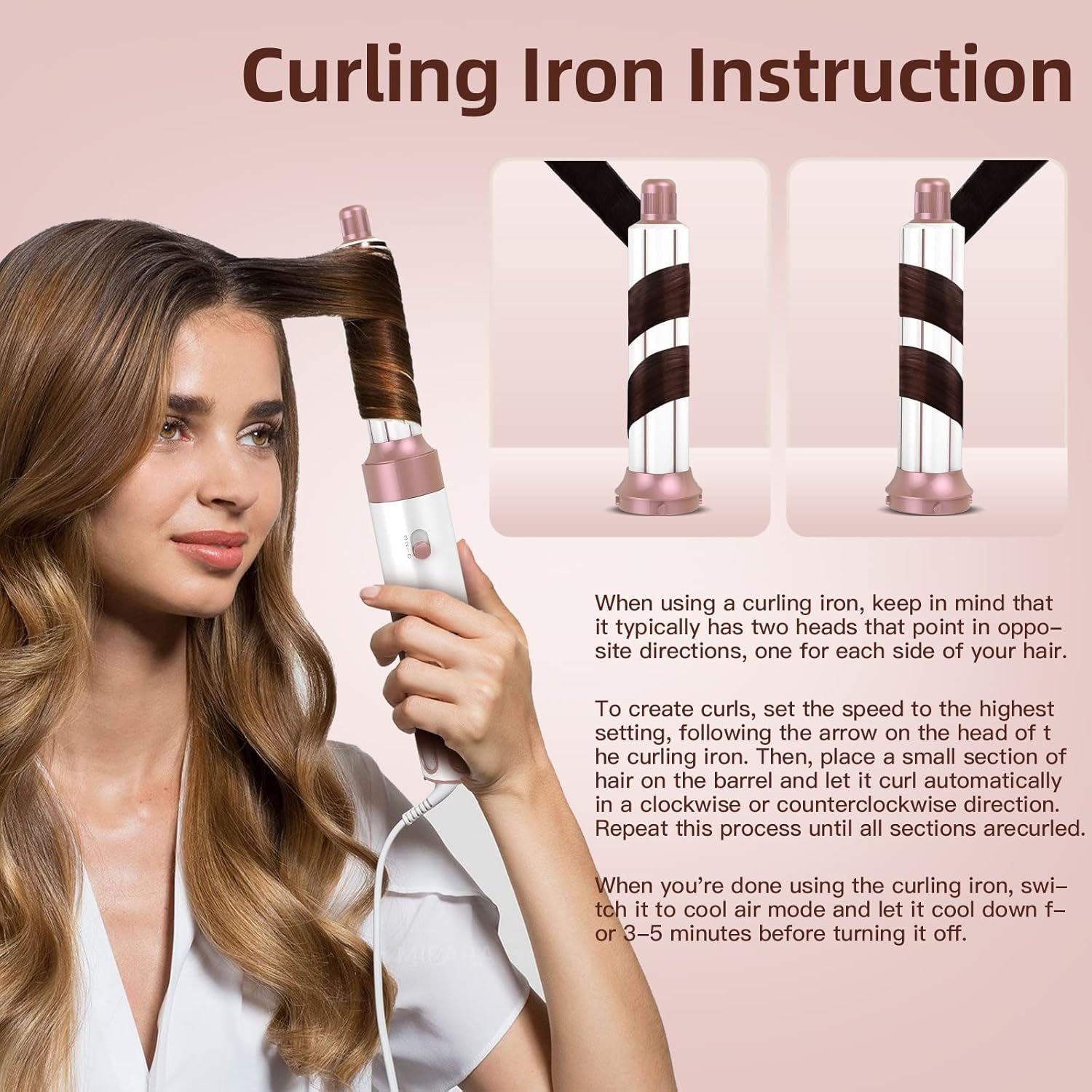 5 in 1 Hair Air Styler, Ionic Hair Dryer Brush Hot-Air Curlers, Multi Hair Styler, Blow Dryer for Fast Drying Straightening Volumizing Curling Styling (Pink)
