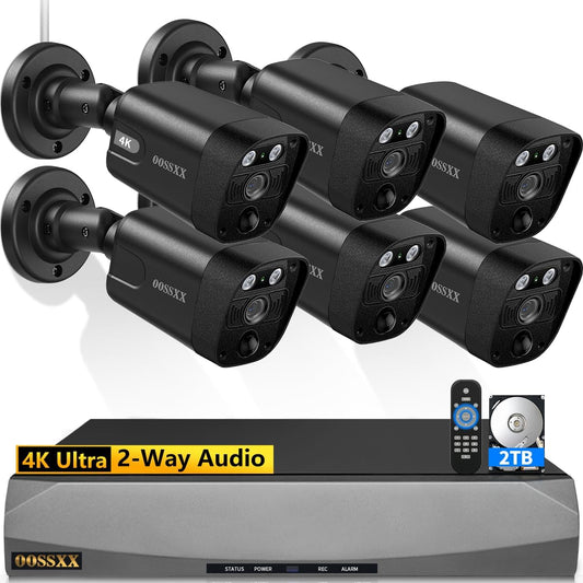 4K/8.0 Megapixel & 130° Ultra Wide-Angle 2-Way Audio PoE Outdoor Home Security Camera System Wired Outdoor Video Surveillance IP Cameras System DVR Set