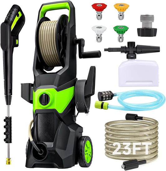 Electric Pressure Washer, 2.4 GPM High Power Washer with 4 Nozzles Set & Foam Cannon, Power Washer for Driveways, Cars, Fences, Decks, Patios, and Outdoor Cleaning