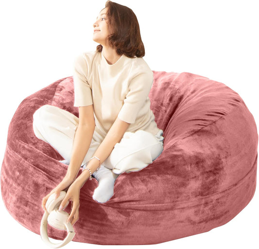 Bean Bag Chair for Adults,4FT Oversize Floor Bean Bags Offers Ample Space for Adults,Memory Foam Giant Bean Bags,Lounger Versatile Design Suits Any Room,Movie Nights,Reading (Pink, 4FT)