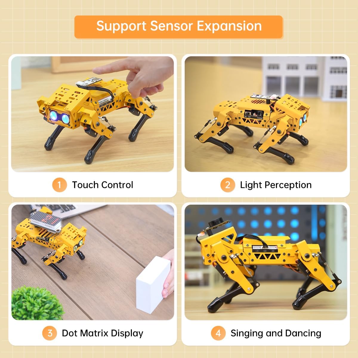 AI Vision & Voice Interaction Smart Robot Dog for Arduino Scratch Python with Robotic Arm Self-Balancing Target Recognize/Tracking Bionic Quadruped Programming STEM Education Robot Kit, MechDog Pro