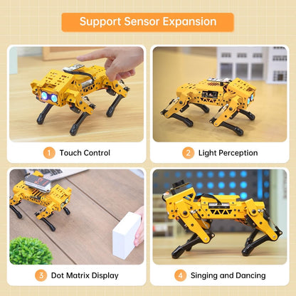 AI Vision & Voice Interaction Smart Robot Dog for Arduino Scratch Python with Robotic Arm Self-Balancing Target Recognize/Tracking Bionic Quadruped Programming STEM Education Robot Kit, MechDog Pro