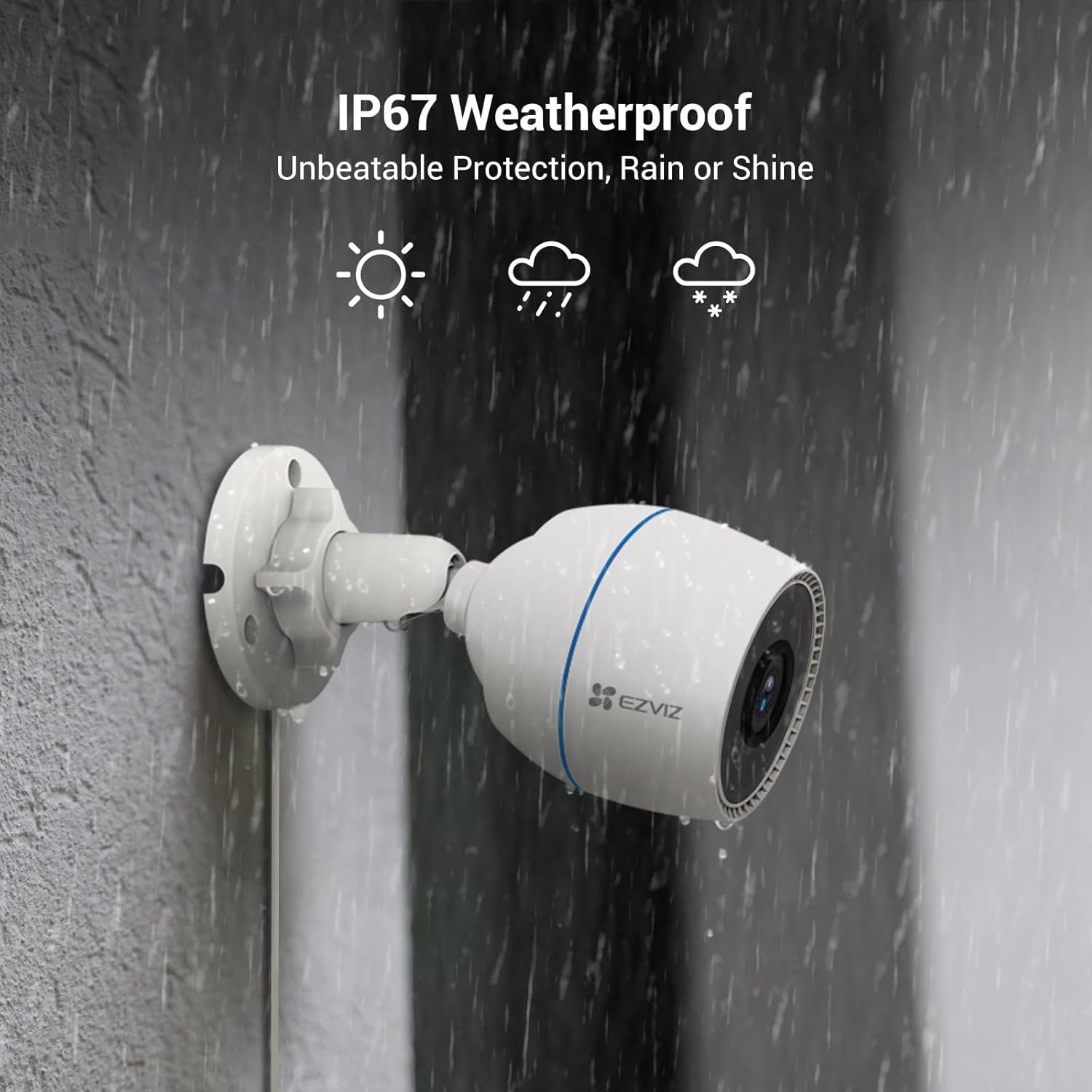 EZVIZ Color Night Vison, WiFi Security Camera Outdoor/Outside, Home Security Cameras, Surveillance Camera, No Subscription with IP67 Waterproof, Motion Detection, Audio Pick-Up, Alexa/Google, 512 SD