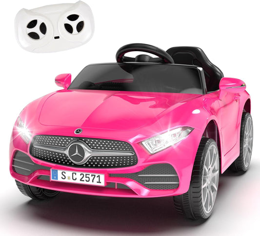 Licensed Mercedes-Benz CLS 350 12V Ride On Car Truck for Kids, Ride on Toys for Toddlers w/Parent Control, Spring Suspension, Power Wheels for Girls w/Bluetooth, Music, LED Lights (Pink)