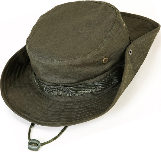 Wide Brim Boonie Hat, Men & Women Top Camo Bucket Hats for Safari Military Beach