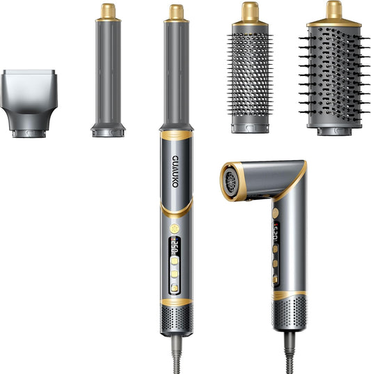 Hair Dryer Brush Hair Styler: 5 in 1 Air Styling & Drying System, 110,000 RPM Auto Air Wrap Hot Air Brush Set for Fast Drying, Curling Volumizing Smoothing&Styling, Detachable Oval Brush, Concentrator