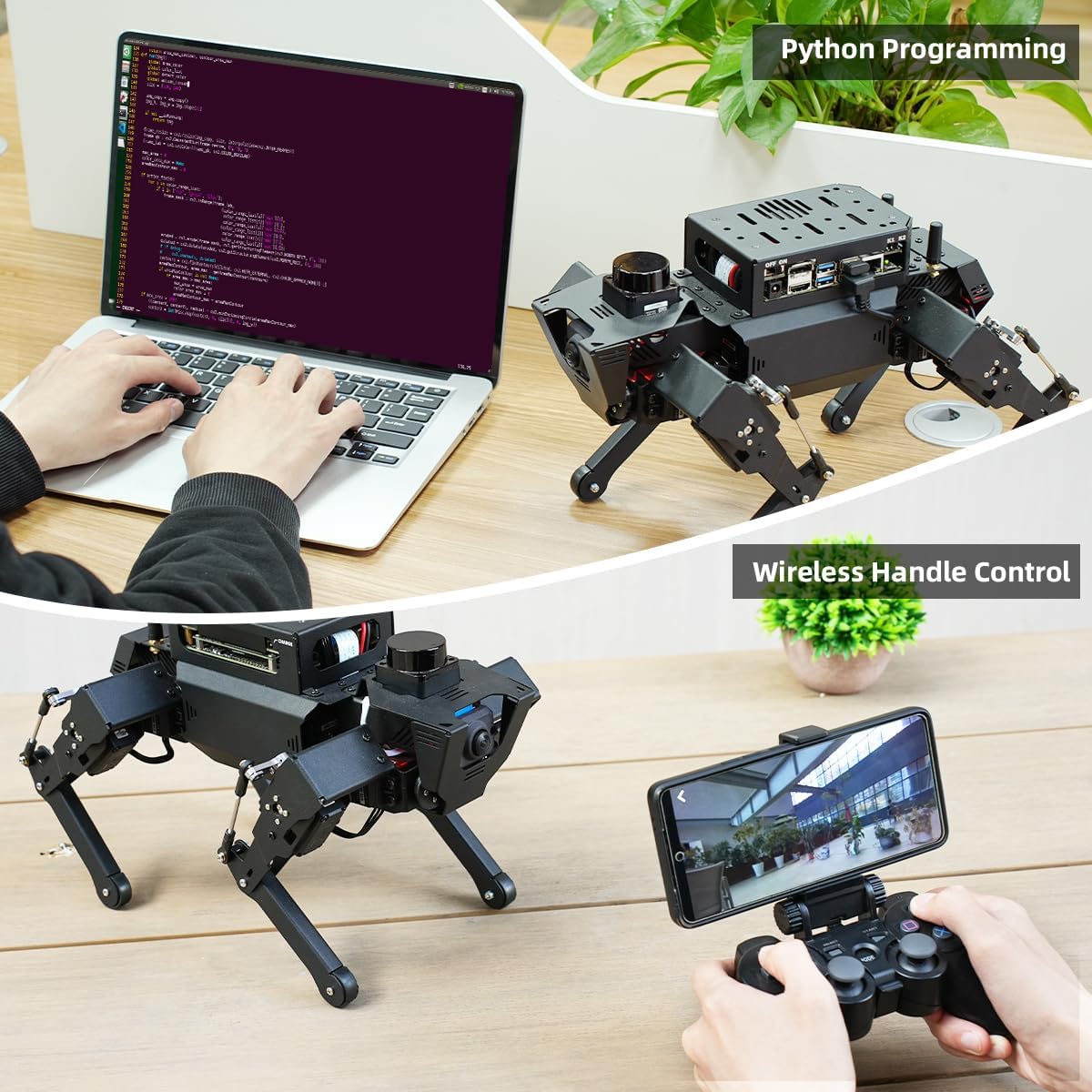 HIWONDER ROSPug Quadruped Bionic Robot Dog with AI Vision Powered by Jetson Nano ROS Open Source Python Programming SLAM Mapping and Navigation for Adults