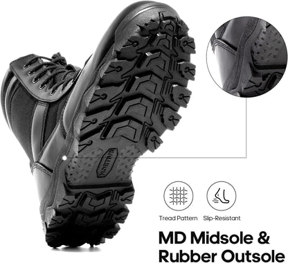 NORTIV 8 Men's Tactical Military Work Boots Side Zipper Outdoor Motorcycle Combat Boots 8 Inches 2.0 Trooper-pro